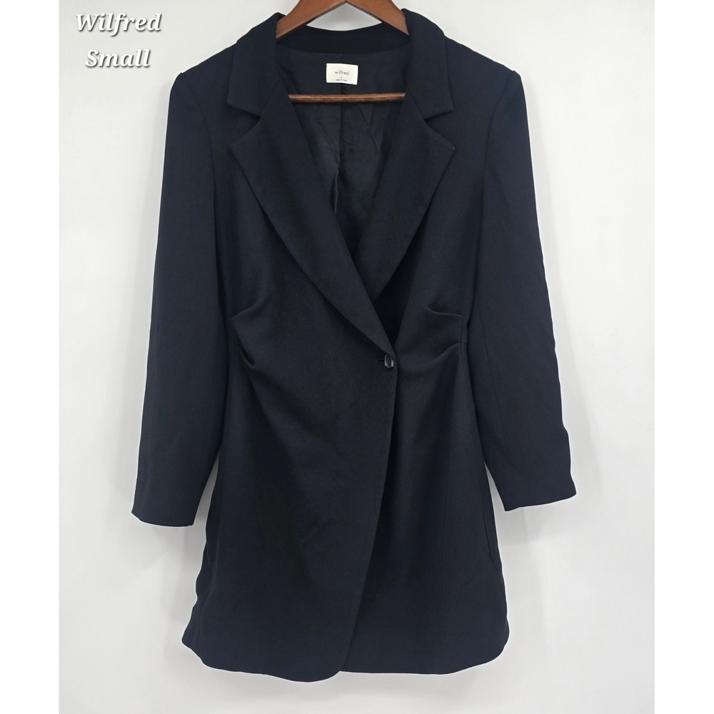 Aritzia Wilfred Black Cinched Waist Longline Blazer Small Tailored Career